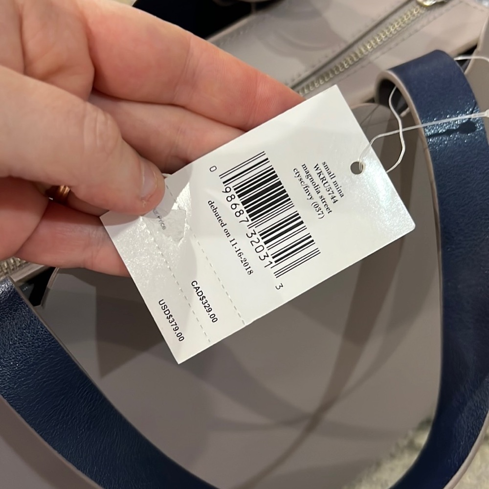 ♠️ Kate spade NWT $379 magnolia street small Mina gray blue leather satchel bag - Picture 6 of 15